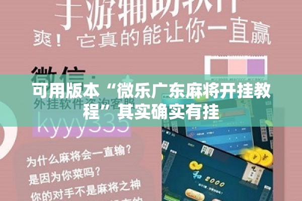 玩家辅助神器:微信小程序微乐麻将有没有挂!辅助神器插件下载
