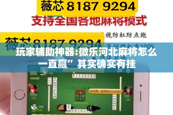 玩家辅助神器:微乐河北麻将怎么一直赢”其实确实有挂