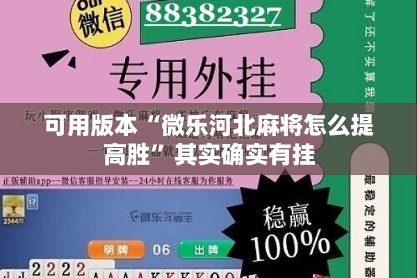 可用版本“微乐河北麻将怎么提高胜	”其实确实有挂