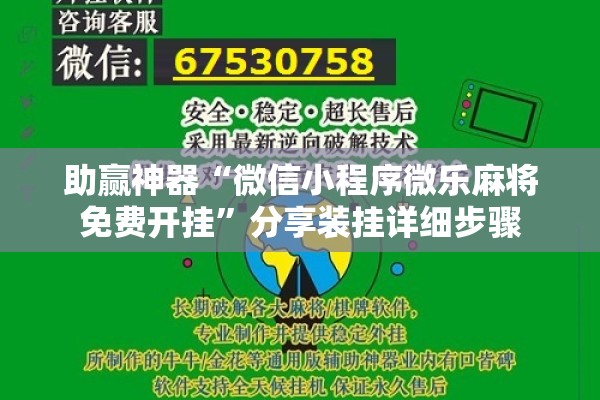 助赢神器“微信小程序微乐麻将免费开挂”分享装挂详细步骤